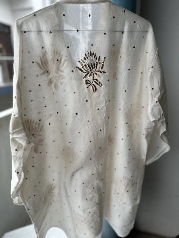 Chanderi Co Ord Set With Dazzling Mukaish And Pearls - Image 9