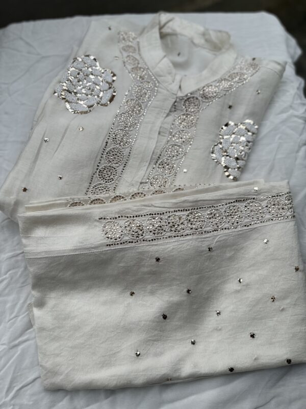 Chanderi Co Ord Set With Dazzling Mukaish And Pearls