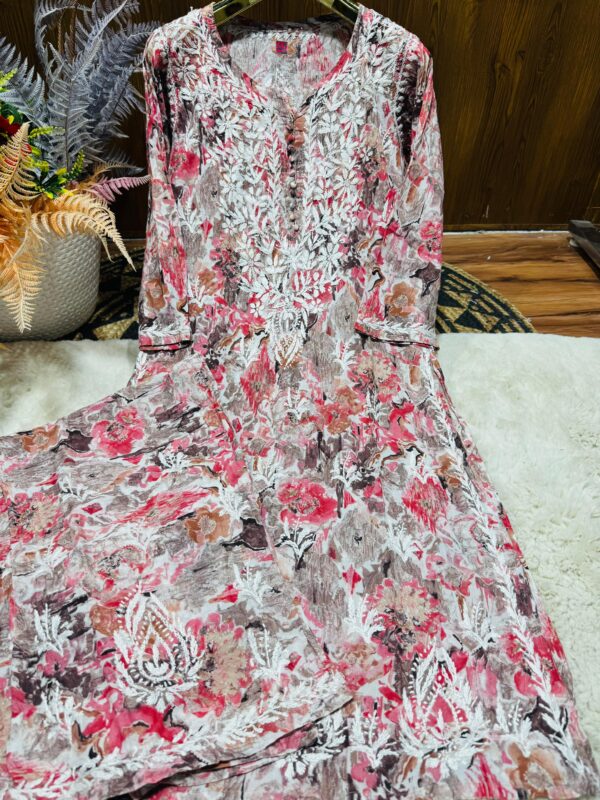 Lucknowi Chikankari Printed Mal Mal Plazo Set - Image 6