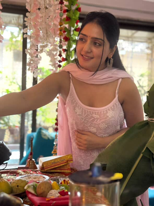 Viscose Georgette Noodle Strap 3 Piece Chikankari Plazzo Set With Fine Lucknowi Chikankari Pearl And Beads Work - Image 7