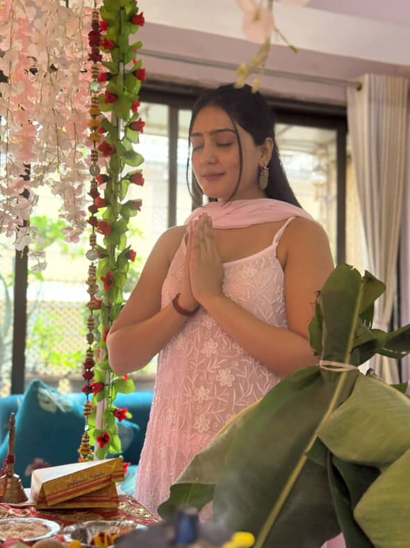 Viscose Georgette Noodle Strap 3 Piece Chikankari Plazzo Set With Fine Lucknowi Chikankari Pearl And Beads Work - Image 6