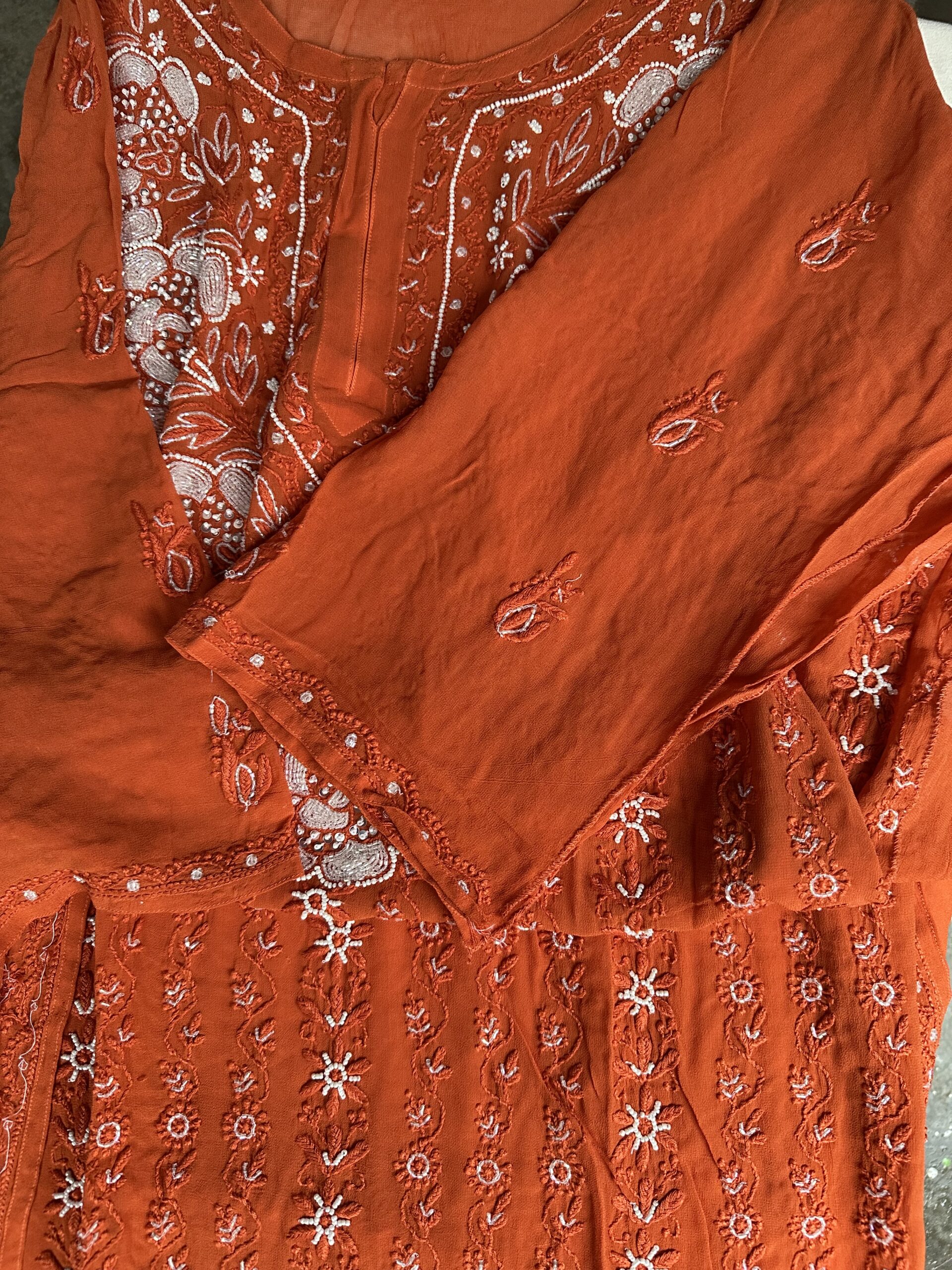 Viscose Georgette Chikankari Plazzo set With Fine Lucknowi chikankari beads and Pearls work - Image 4