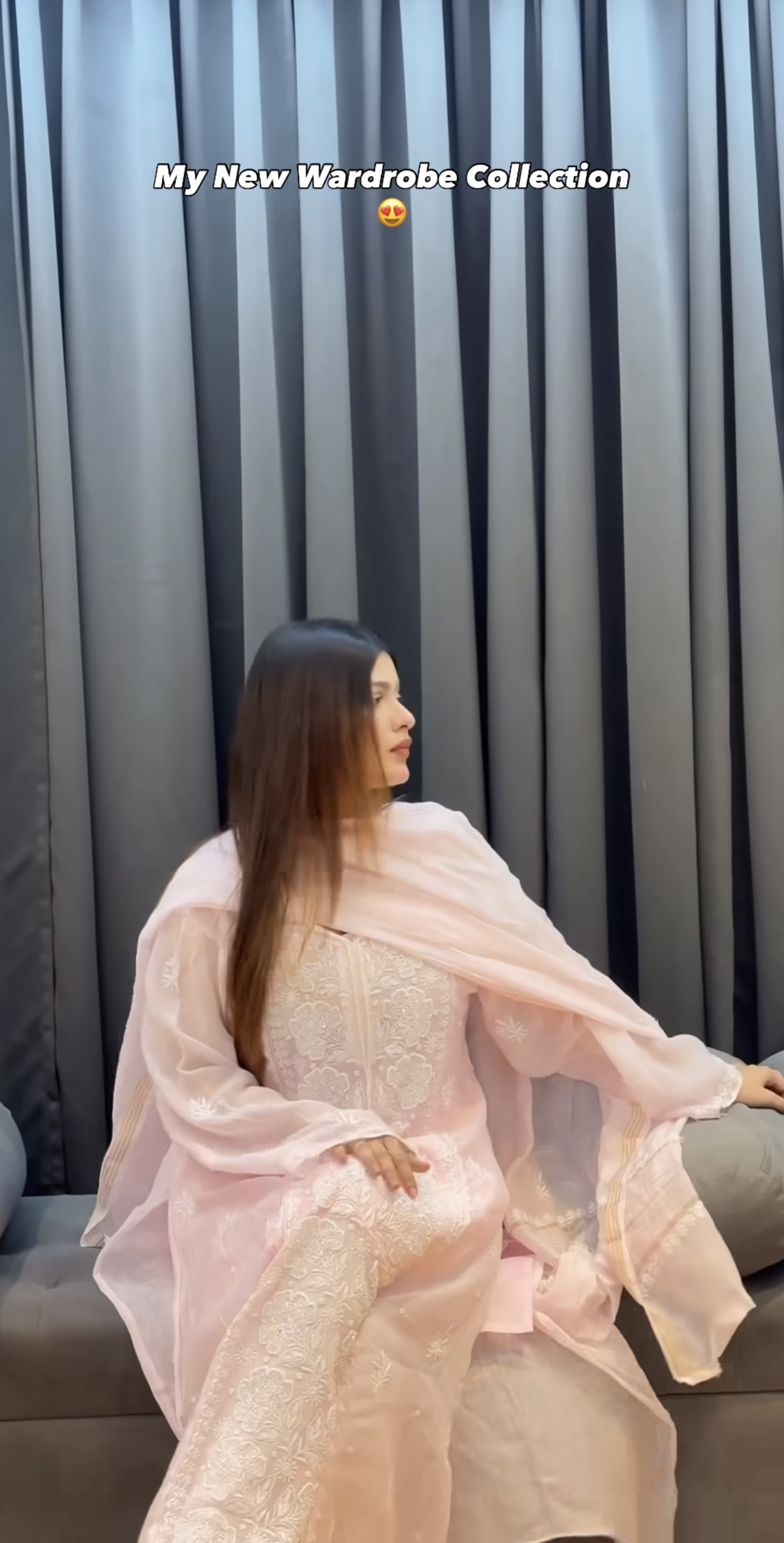 Ayesha Abresh Khan Baby Pink MUL CHANDERI KURTA AND DUPATTA With Fine Lucknowi Chikankari and Beads work - Image 4