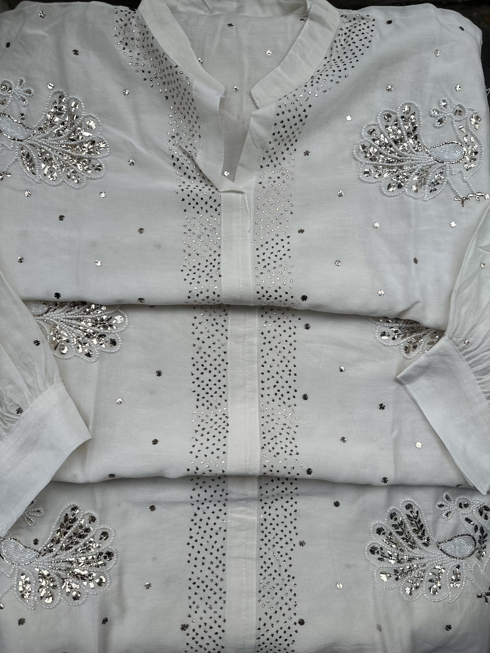 Peacock Chanderi Co Ord Set With Dazzling Mukaish Pearls and Beads work - Image 6