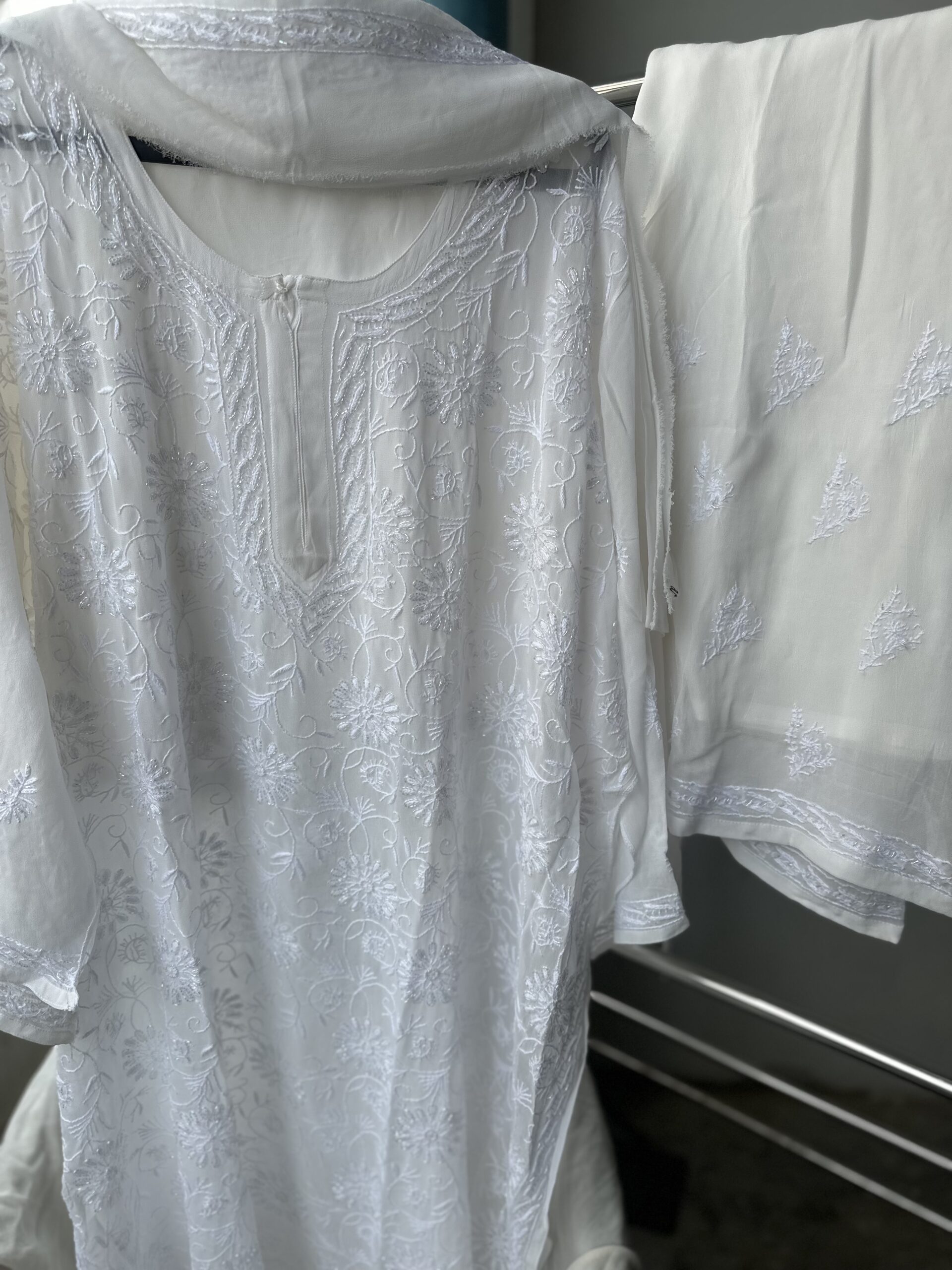 Viscose Chikankari Plazzo set with  Fine  Lucknowi Chikankari Beads and Pearls Work