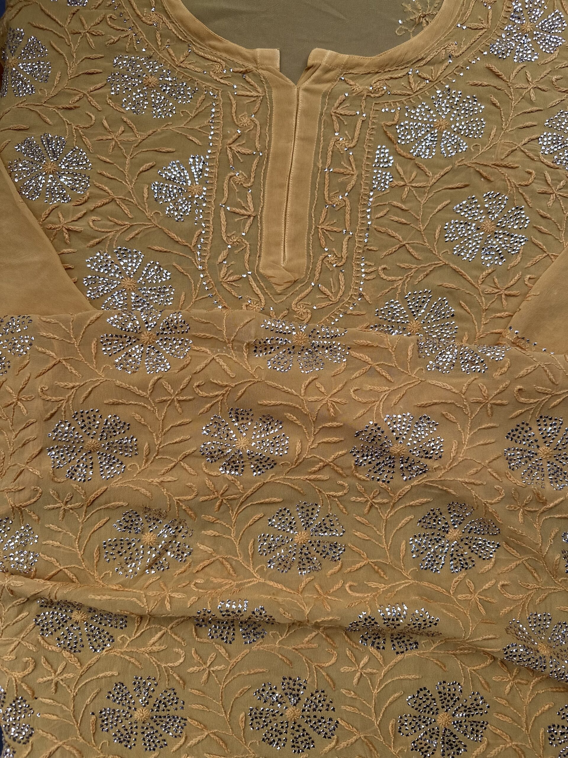 Viscose Chikankari Plazzo set with Fine Lucknowi Chikankari All Over Mukaish work - Image 3