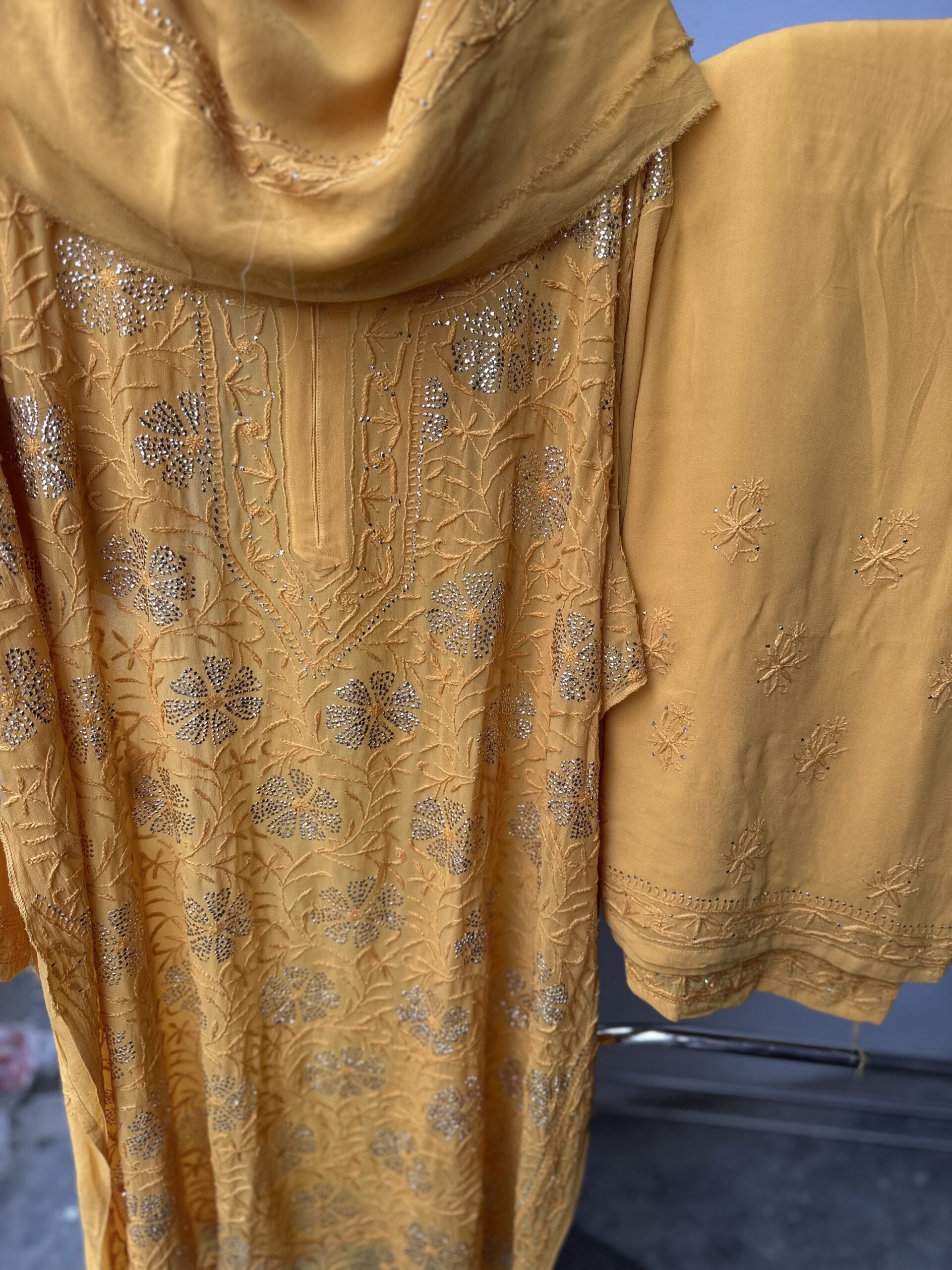 Viscose Chikankari Plazzo set with Fine Lucknowi Chikankari All Over Mukaish work