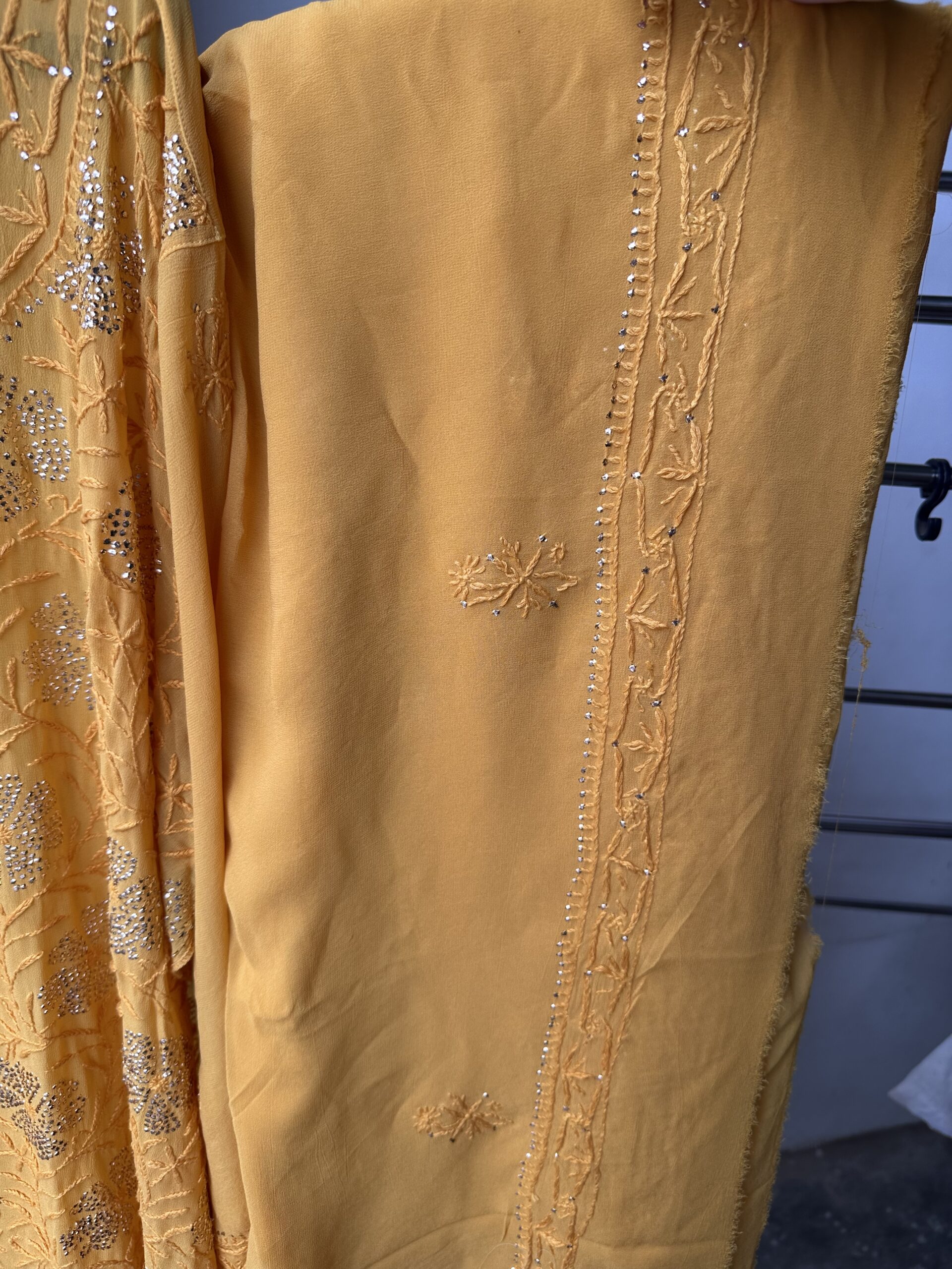 Viscose Chikankari Plazzo set with Fine Lucknowi Chikankari All Over Mukaish work - Image 9