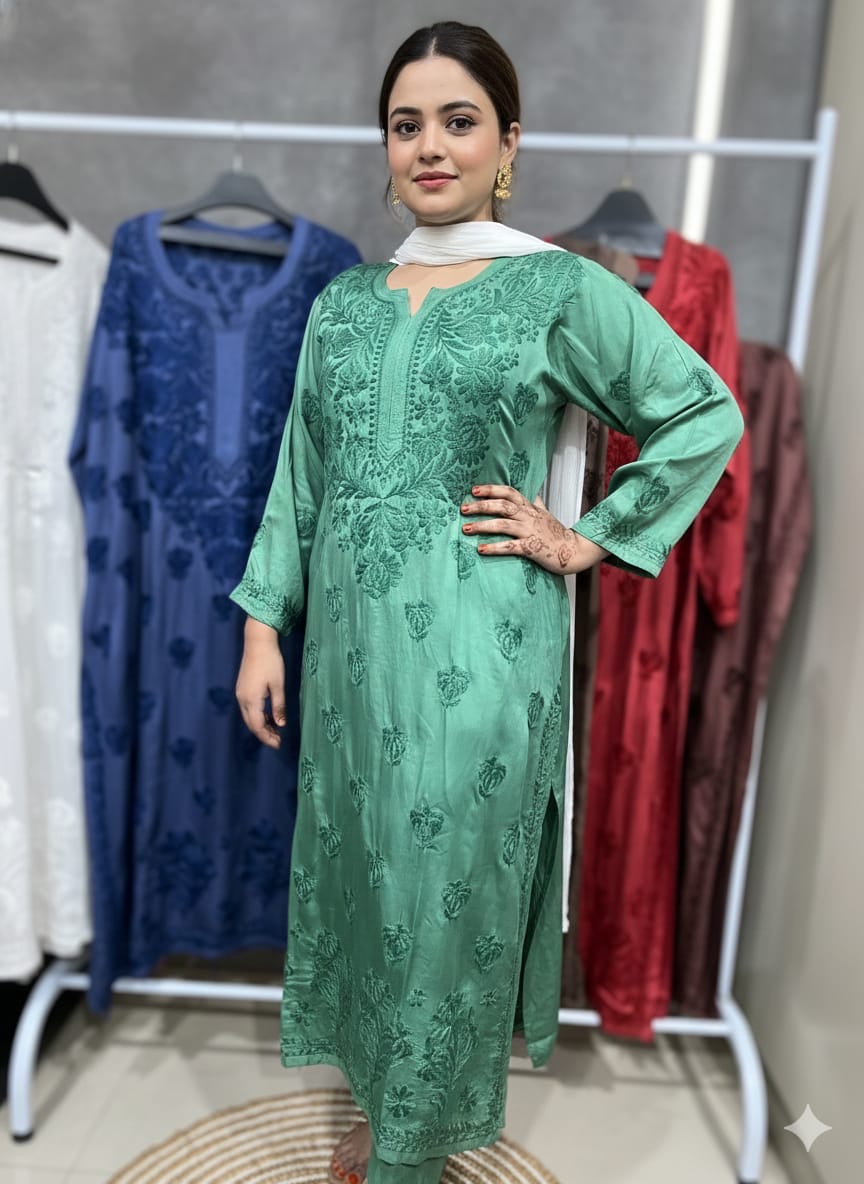 Modal Satin Chikankari Kurti
