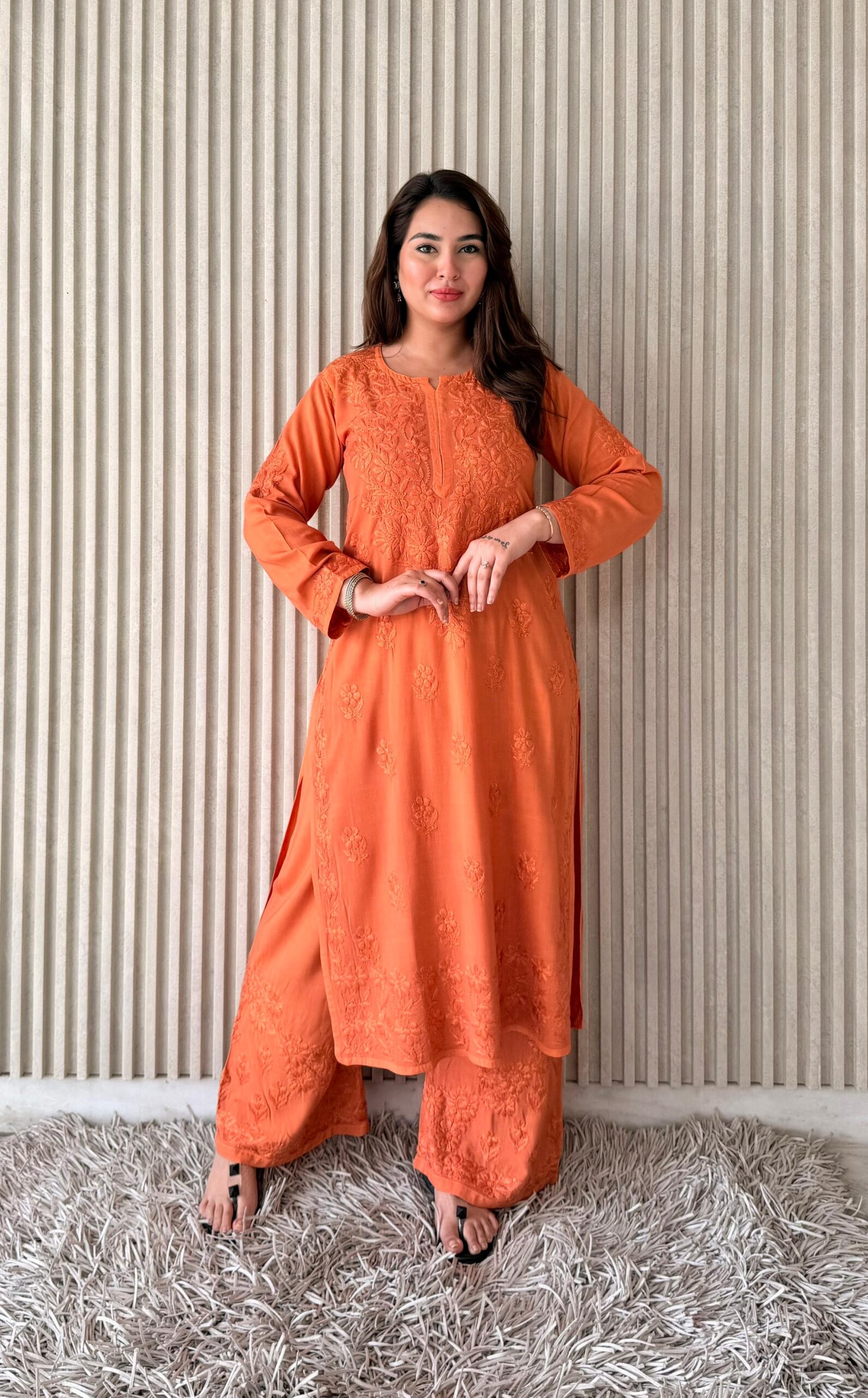 Rayon Chikankari  Plazzo set