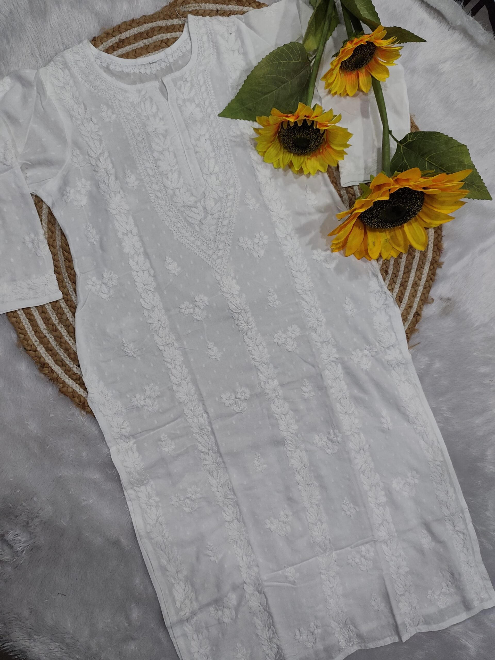 Dolby Rayon Chikankari Kurti with lucknowi chikankari work