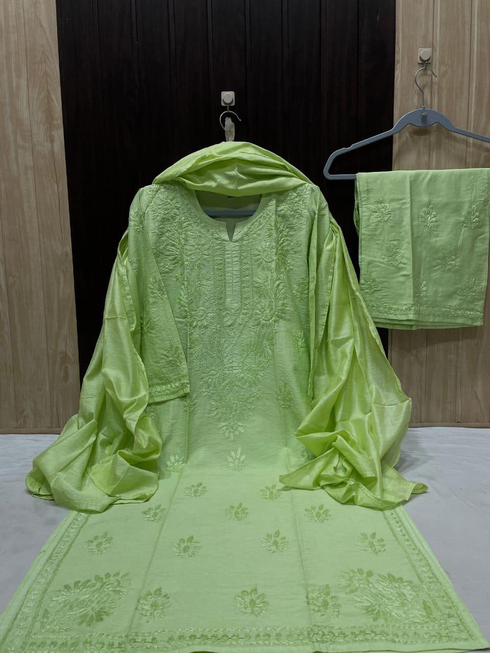 Chanderi  Chikankari Plazzo Set