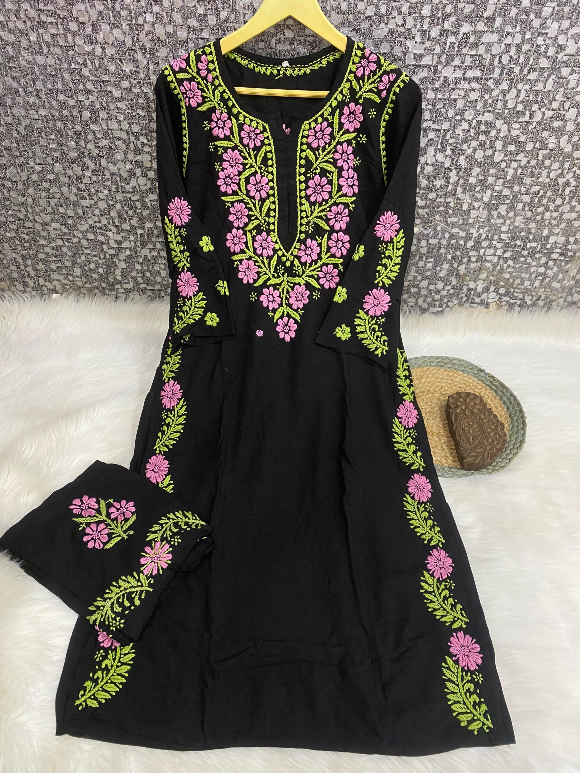 Rayon Chikankari Pant  set