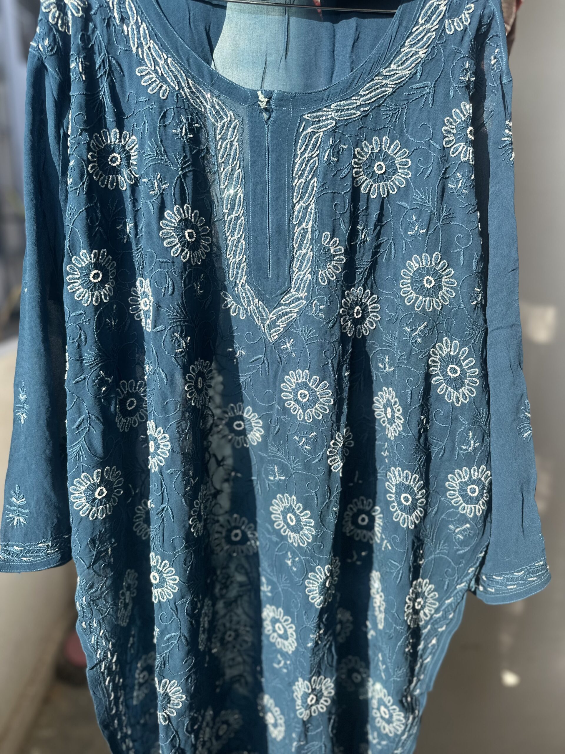 Viscose Georgette Chikankari Plazzo Set With Beads And Pearls  Work