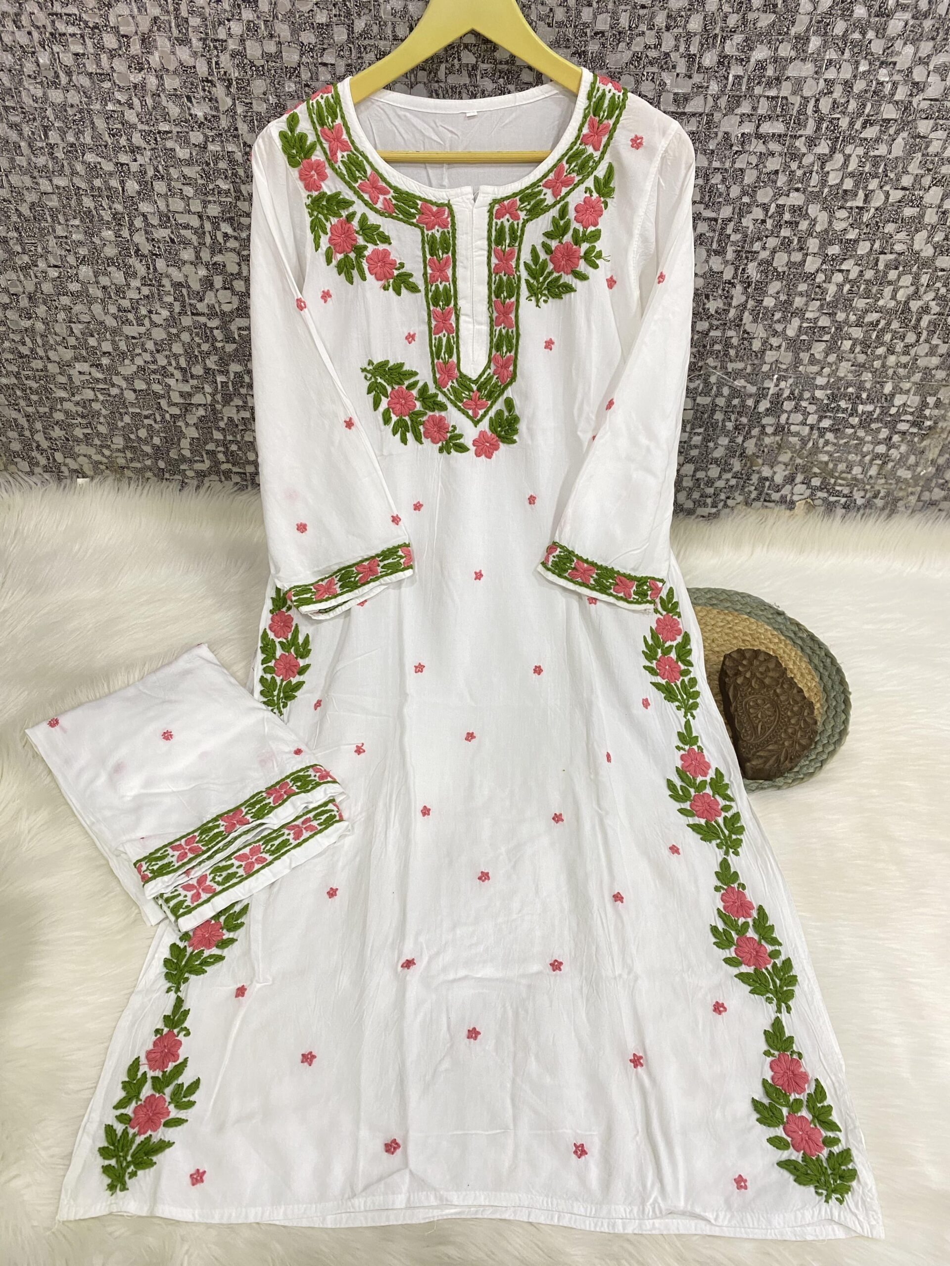 Rayon Chikankari Pant  set