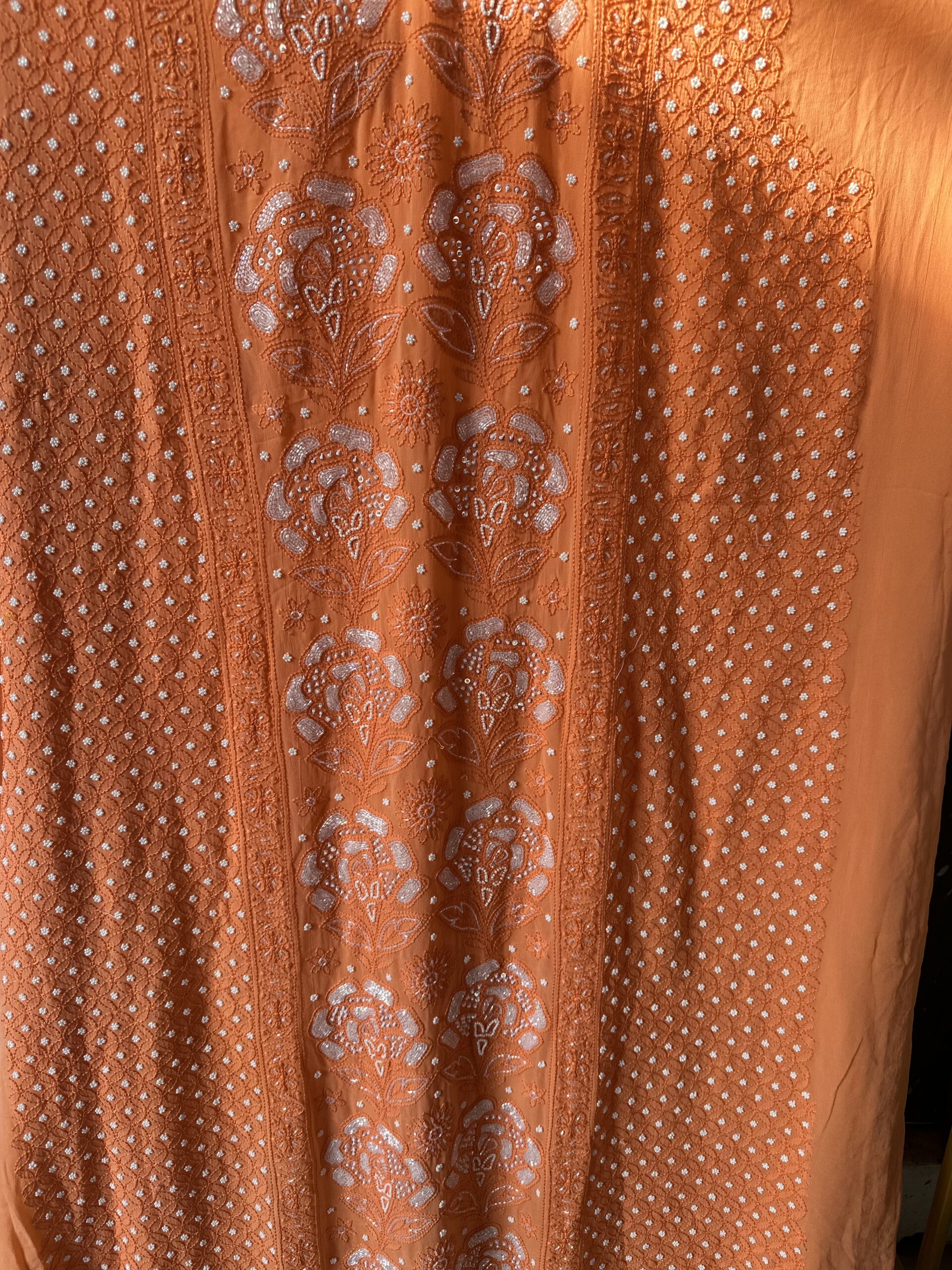 Viscose Georgette Unstitched Kurta and dupatta set with beads and pearls work