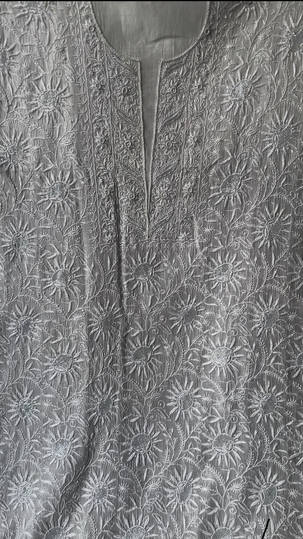 Mul Chanderi Unstitched Kurta And dupatta  Set With Fine Lucknowi Chikankari  Beads and  Pearls work