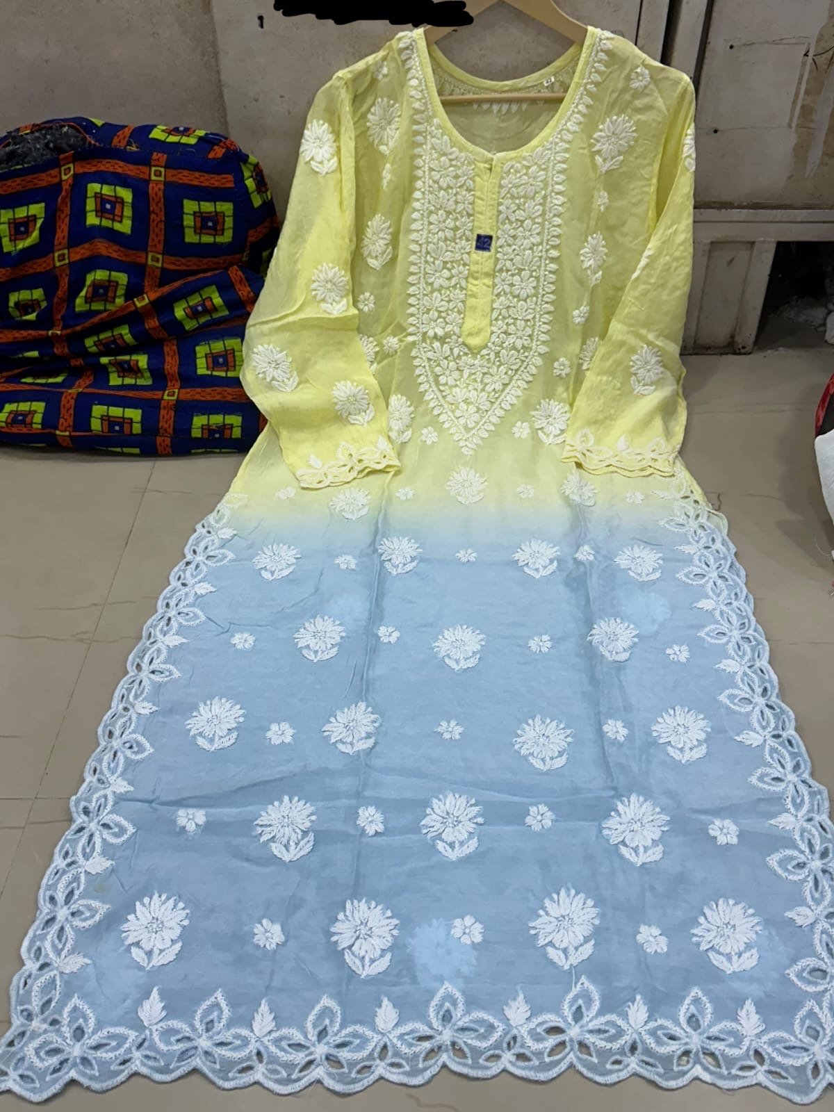 MUSLIN CHIKANKARI  Cutwork Kurta
